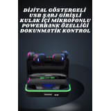 İkili Bluetooth Kulaklık Dijital Göstergeli Uzun Pil Ömrü Yüksek Ses K
