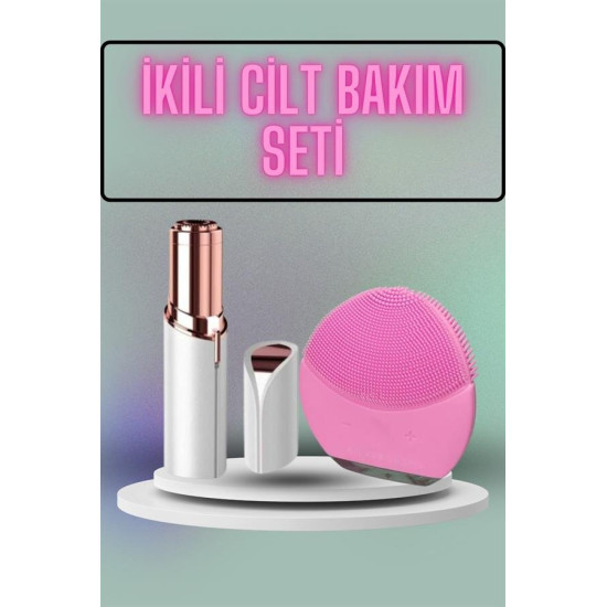 KAŞ BIYIK VE YÜZ EPİLASYON ALETİ VE TİTREŞİMLİ YÜZ TEMİZLEME MASAJ ALE
