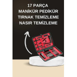 Elektrikli Manikür Pedikür Seti İkili Set 17 Parça Tırnak Bakımı Nasır