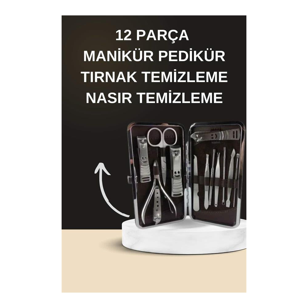 Elektrikli Manikür Pedikür Seti İkili Set 12 Parça Tırnak Bakımı Törpü