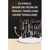 Elektrikli Manikür Pedikür Seti İkili Set 12 Parça Tırnak Bakımı Törpü