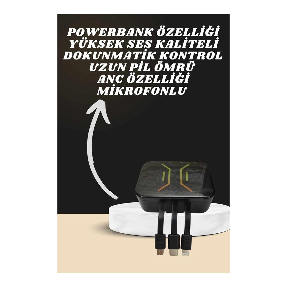 Powerbank Kulaklık ve 7 Kordonlu Akıllı Saat Çoklu Şarj Girişi Bluetoo