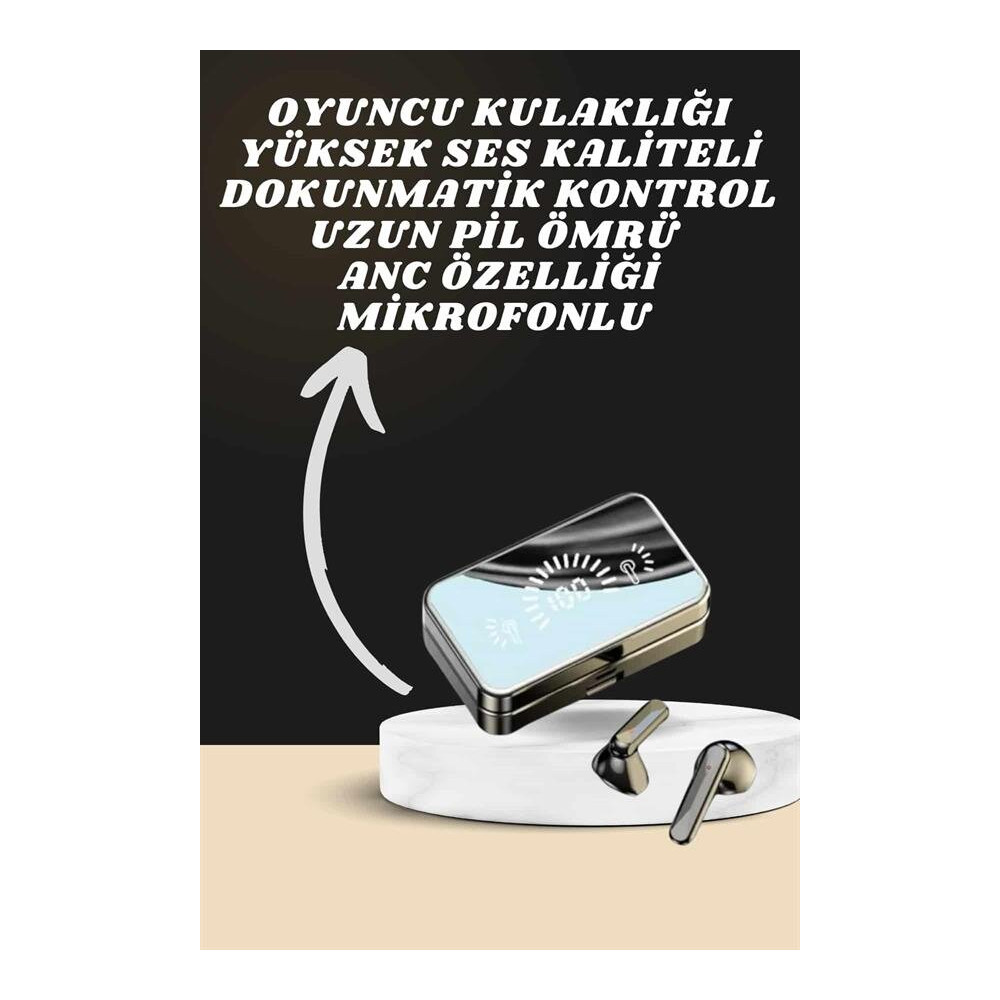 Aynalı Bluetooth Kulaklık ve 7 Kordonlu Akıllı Saat Dijital Göstergeli