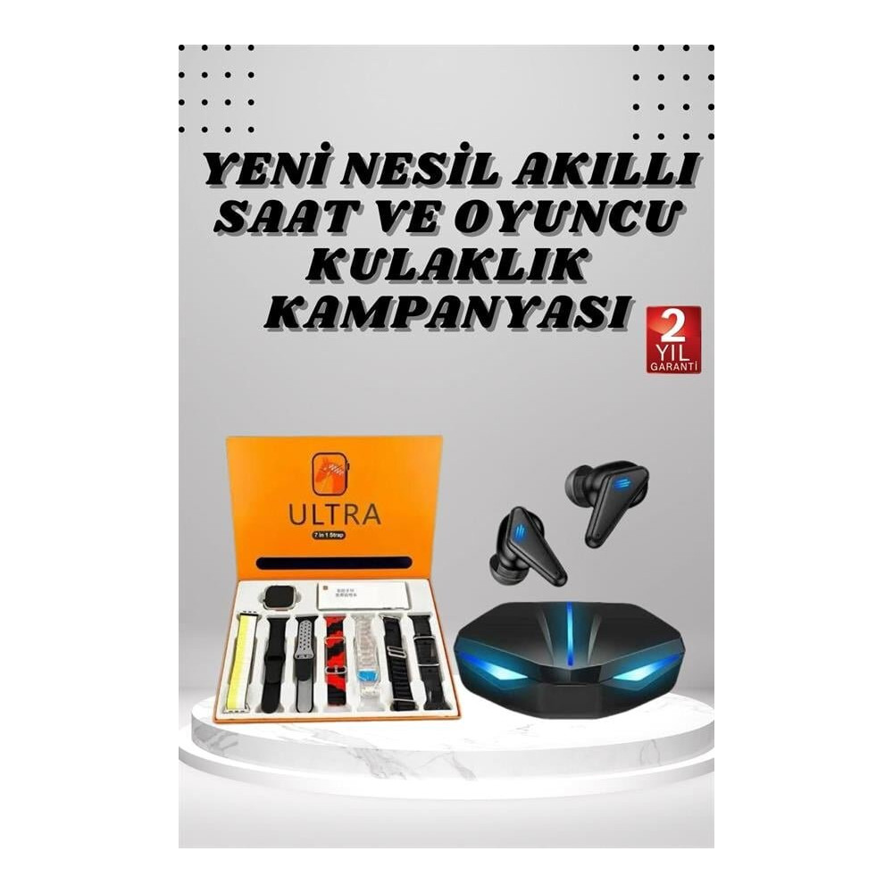 7 Kordonlu Akıllı Saat Ve Oyuncu Kulaklığı ANC Özelliği Kulak İçi Mikr