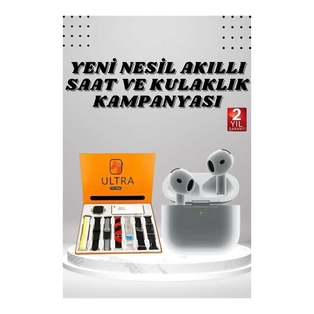 7 Kordonlu Akıllı Saat Ve 3.Nesil Kulaklık Dokunmatik Ekran Sesli Görü