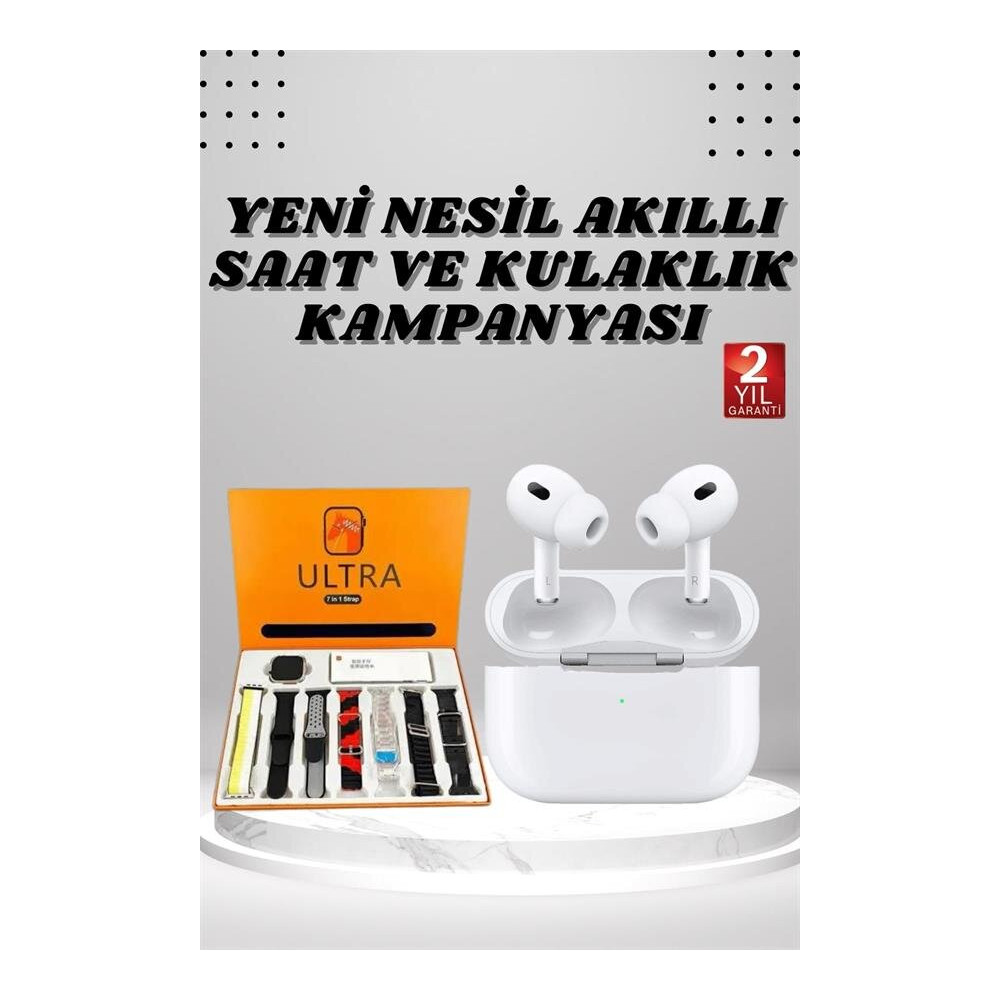 7 Kordonlu Akıllı Saat Ve Yeni Nesil Kulaklık Dokunmatik Ekran Android