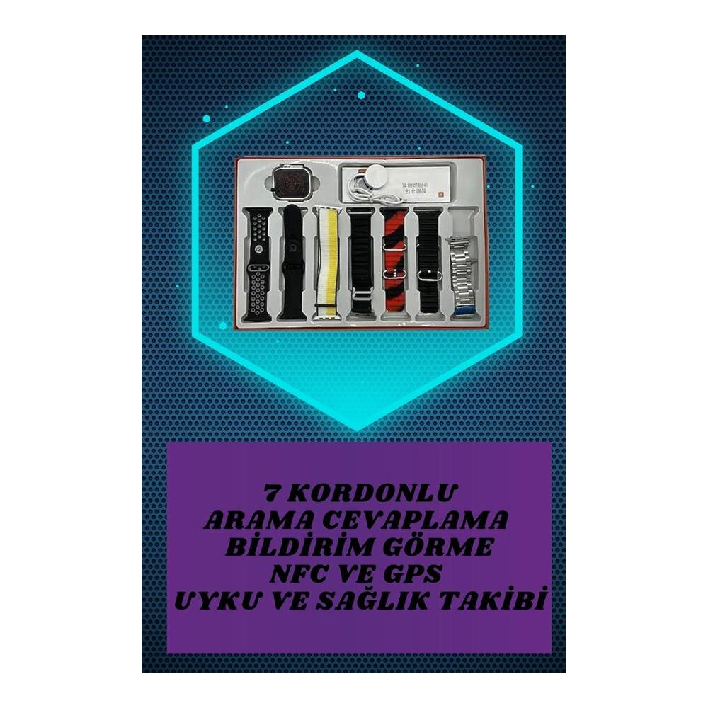 7 Kordonlu Akıllı Saat Ve Aynalı Bluetooth Kulaklık Powerbank Dijital 