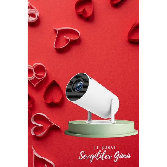 Sinema Projektörü Android HDMI USB WİFİ Ses Çıkışlı Ayaklı Projeksiyon