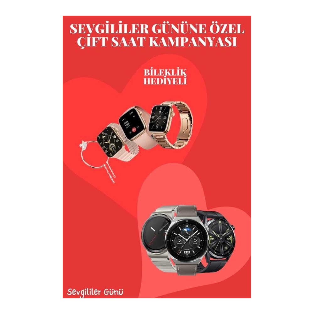 Sevgiliye Özel Yeni Nesil Akıllı Saat Çiftlere Özel Kampanya Çift Saat