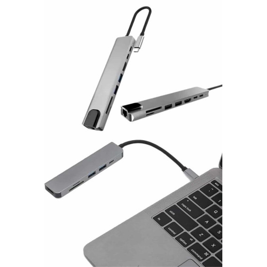 Çevirici Dönüştürücü Adaptör Macbook 3 In 1 Type-C To Hdmı USB 3.0