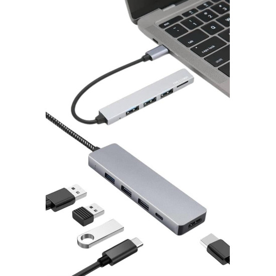 Macbook Pro/air Uyumlu USB Type-C 8 In 1 Hub Dönüştürücü Çevirici Çokl