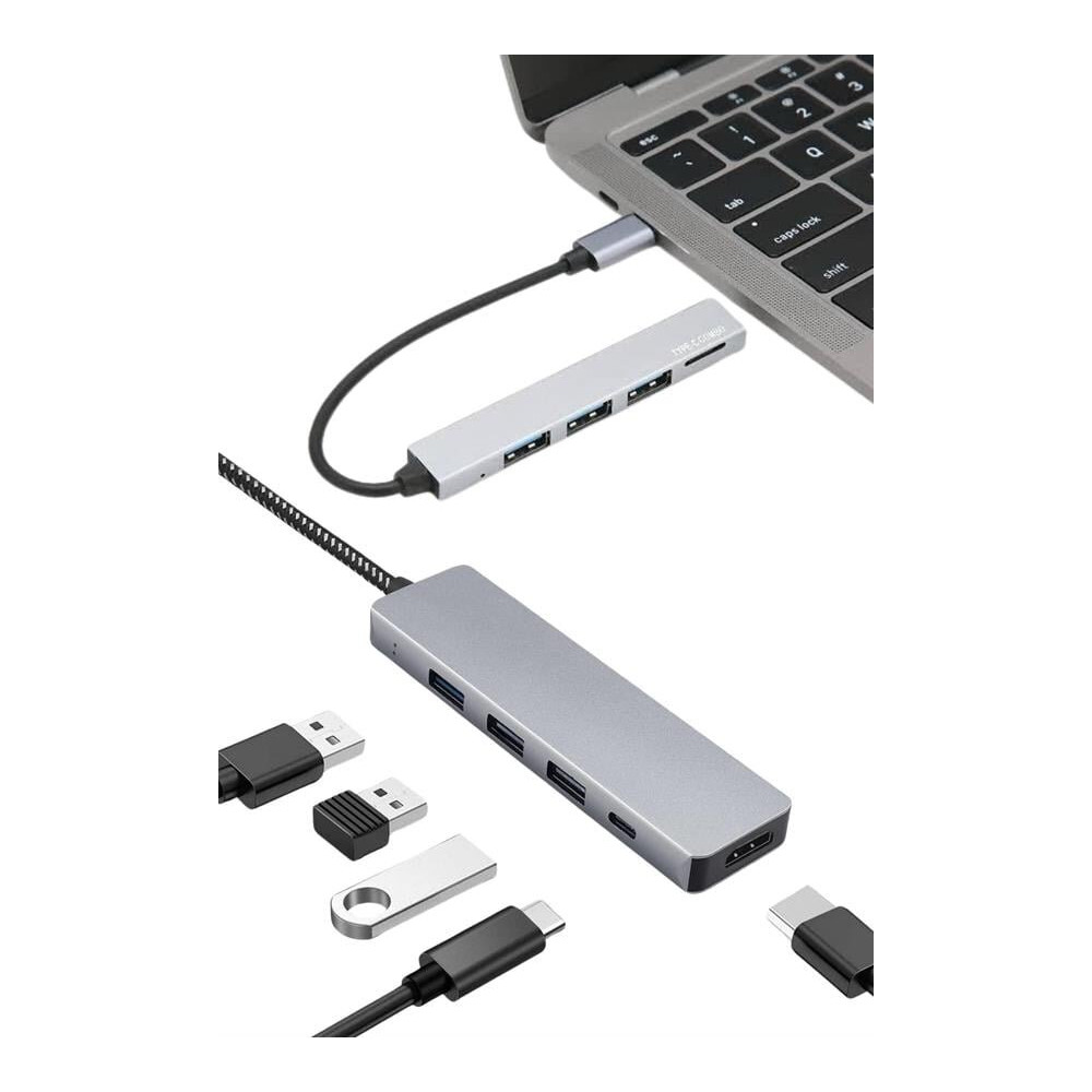 Macbook Pro/air Uyumlu USB Type-C 8 In 1 Hub Dönüştürücü Çevirici Çokl