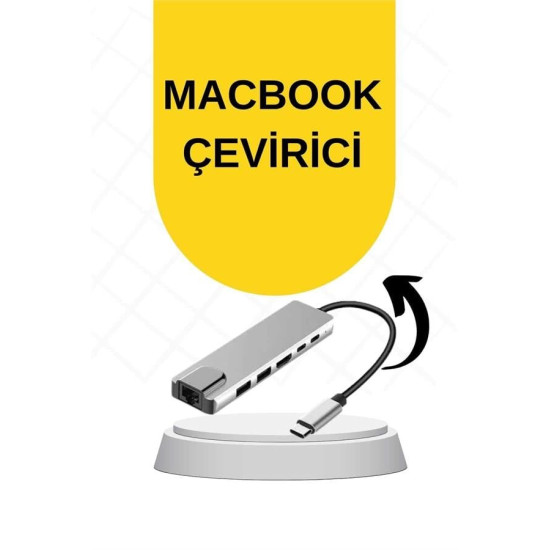 Macbook Pro/air Uyumlu USB Type-C 8 In 1 Hub Dönüştürücü Çevirici Çokl