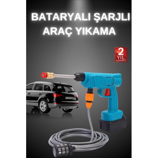 Akülü Araba Yıkama Makinesi 21V Güçlü Basınçlı ve Çift Akülü Taşınabil