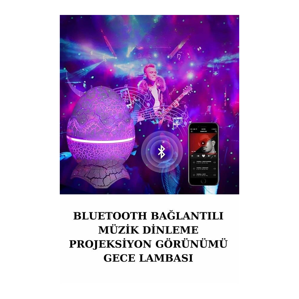 Dinozor Speaker Renk Değiştirme Projeksiyon Modu Bluetooth Hoparlör Ge
