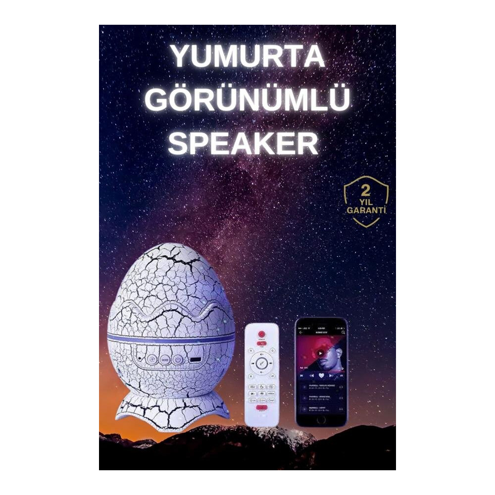 Yumurta Şeklinde Su Dalgalı Bluetooth Speaker Lamba Renkli Şarjlı