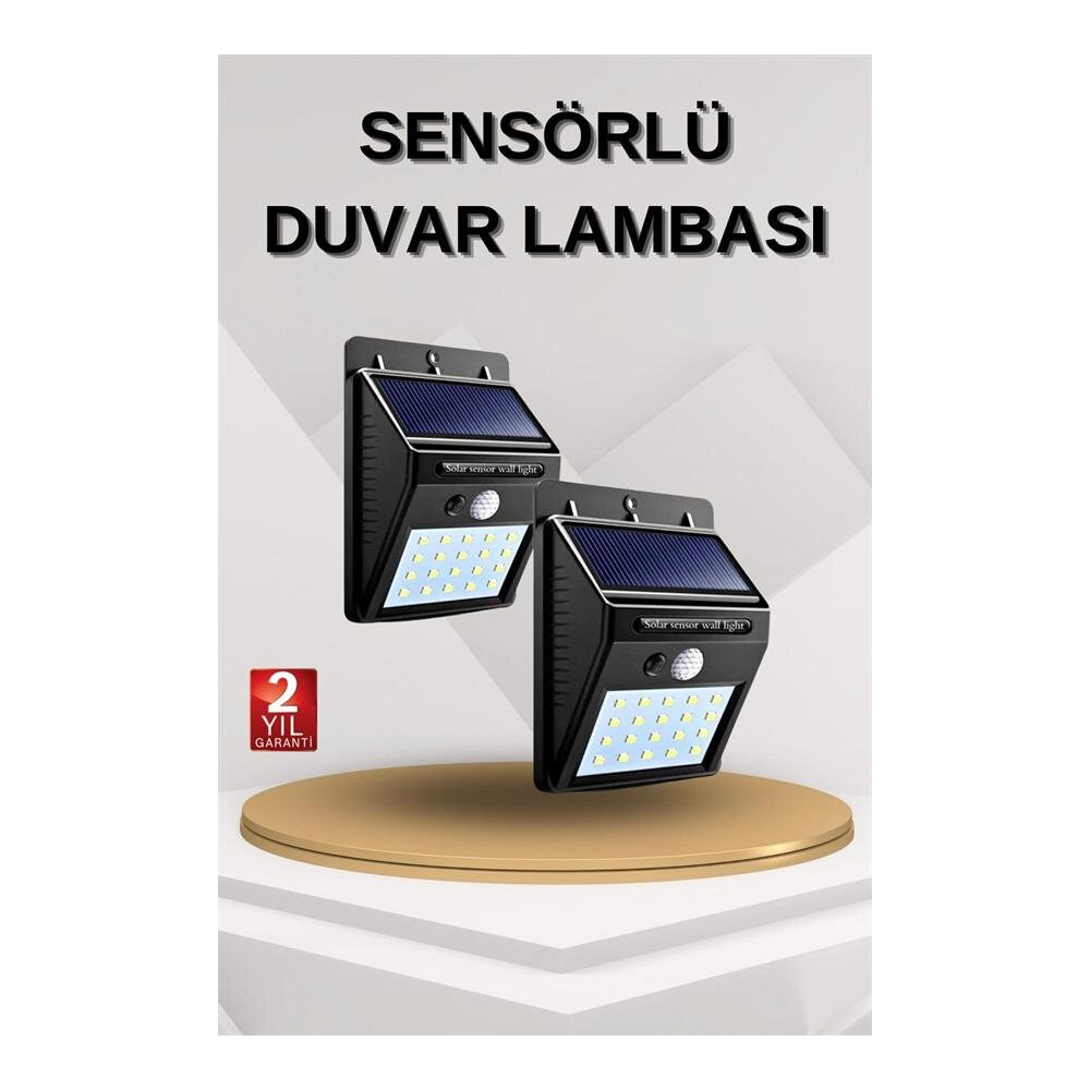 Solar Sensörlü Duvar Lambası Bahçe Lamba 20 Led Işık