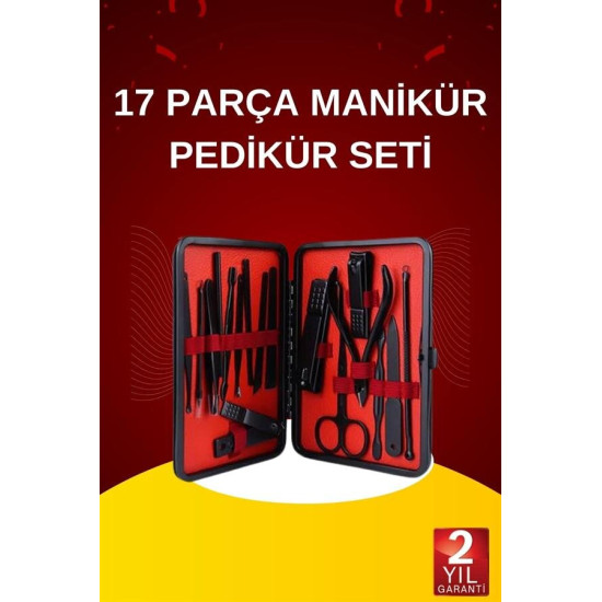 17 Parça El Ayak Bakım Seti Tırnak Temizleme Manikür Pedikür Cımbız Tö