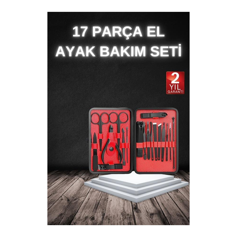 17 Parça Manikür Seti Taşınabilir Özel Çantalı El ve Ayak Bakımı Tırna
