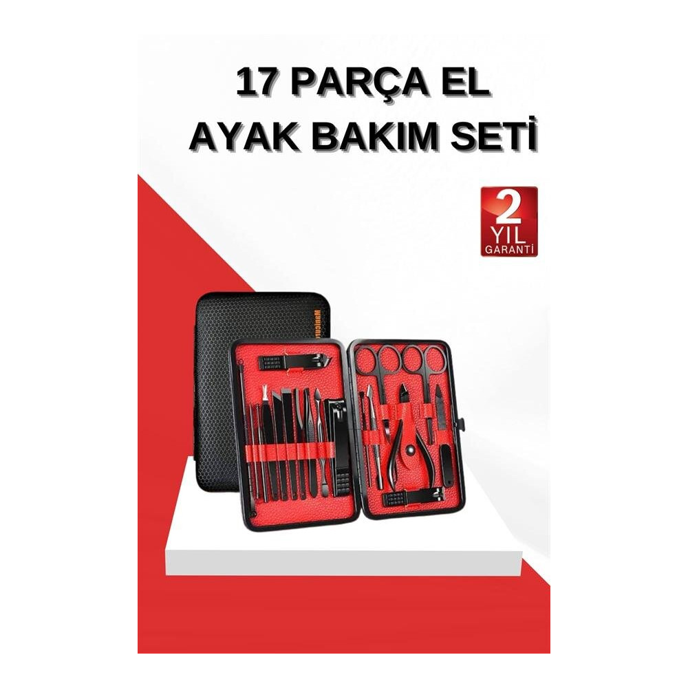 17 Parça Manikür Seti El ve Ayak Bakımı Törpü Cımbız Tırnak Temizleme