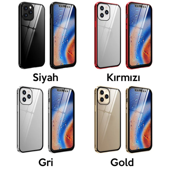 İPhone 12 Pro Mıknatıslı 360 Derece Ön ve Arka Cam Full Korumalı Manye