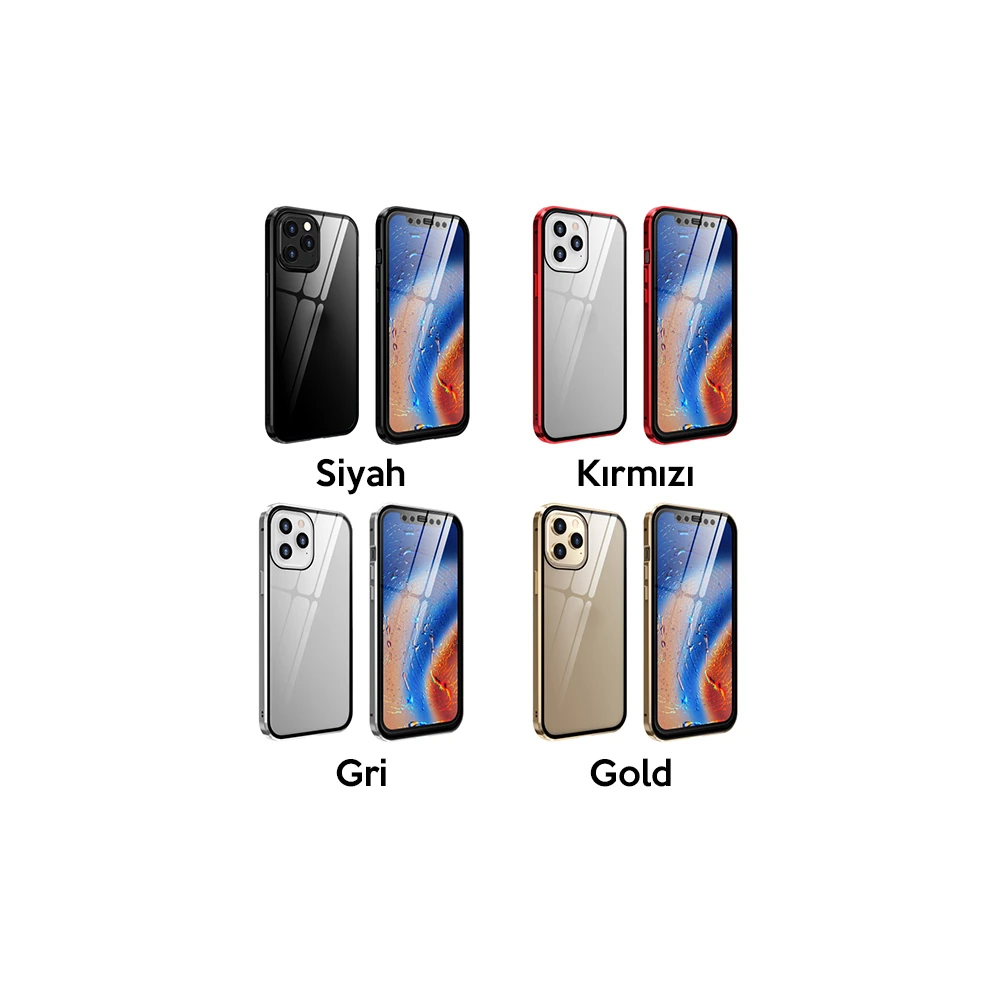 İPhone 12 Pro Mıknatıslı 360 Derece Ön ve Arka Cam Full Korumalı Manye