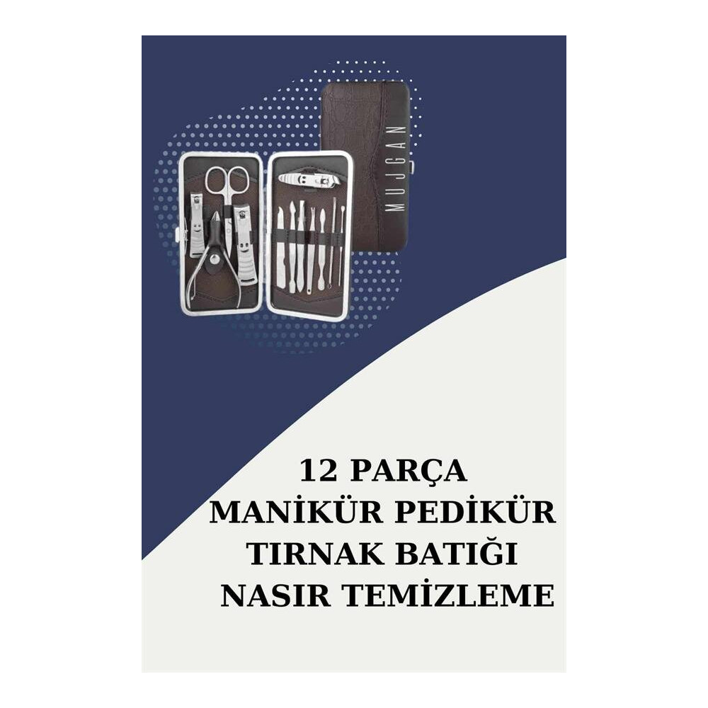 12 Parça Paslanmaz Çelik Kompakt ve Taşınabilir Manikür Makası Tırnak 