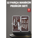 12 Parça Paslanmaz Çelik Kompakt ve Taşınabilir Manikür Makası Tırnak 