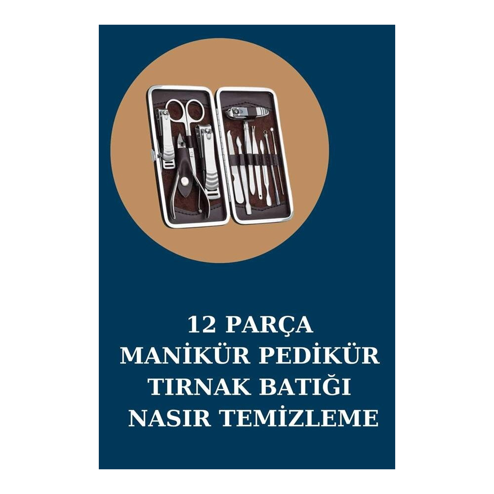 12 Parça Manikür Pedikür Seti Özel Deri Çanta El Ayak Bakımı Akne ve S