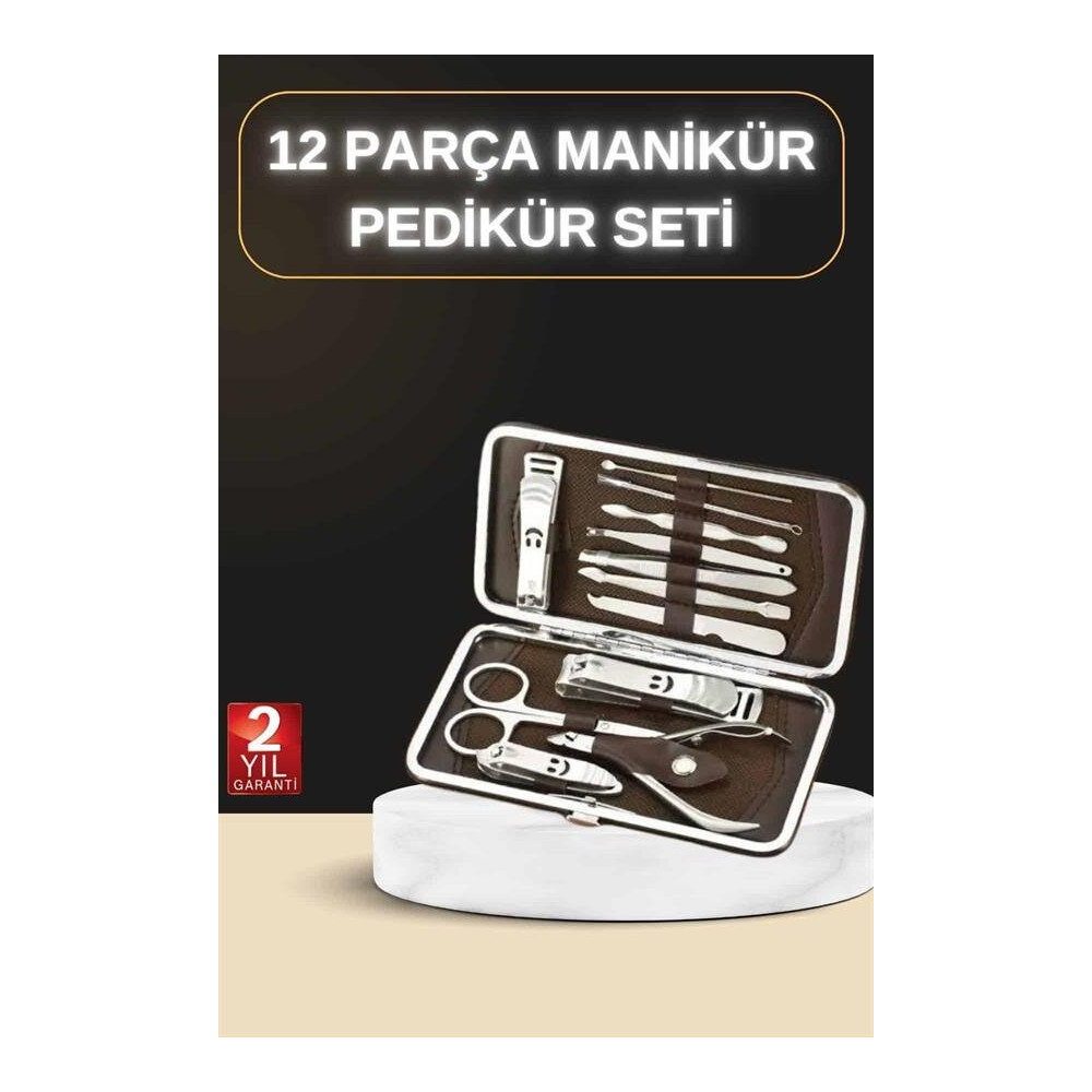 12 Parça Manikür Pedikür Seti Özel Deri Çanta El Ayak Bakımı Akne ve S