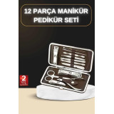 12 Parça Manikür Pedikür Seti Özel Deri Çanta El Ayak Bakımı Akne ve S