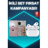 3 Kordonlu Pembe Amoled Ekran Akıllı Saat ve Yeni Nesil Pro Kablosuz B
