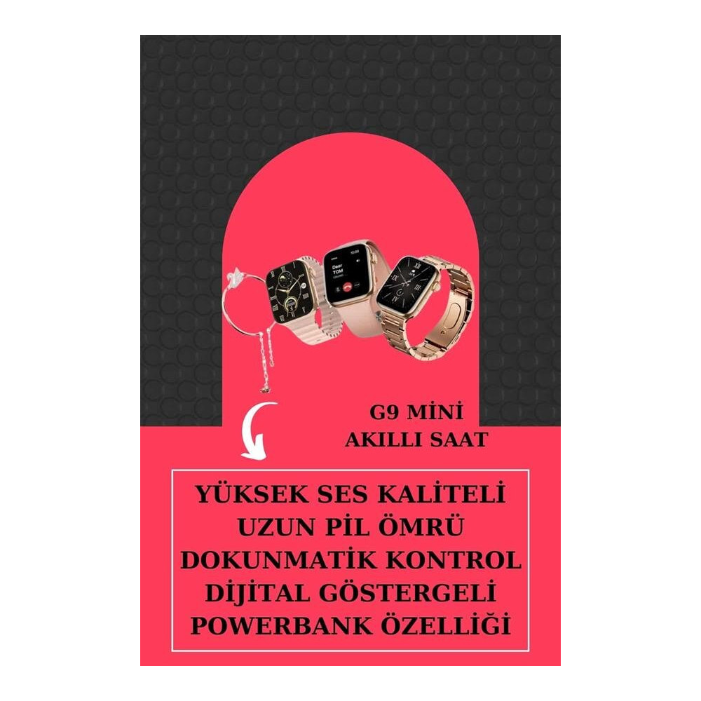 Aksesuar Hediyeli Akıllı Saat ve Dijital Göstergeli Powerbankli Blueto