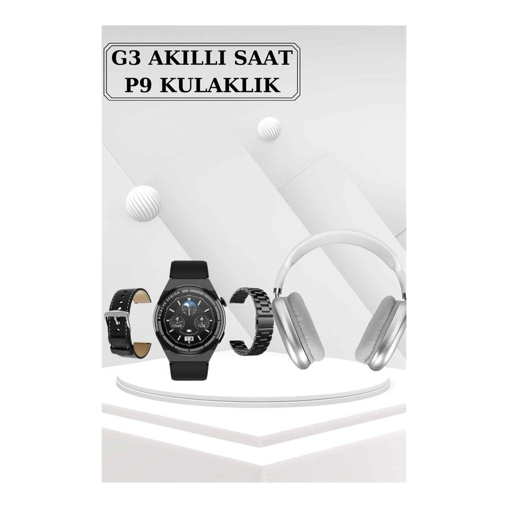 AMOLED Ekranlı Akıllı Saat – 3 Kordon Seçenekli Suya Dayanıklı Kalp At