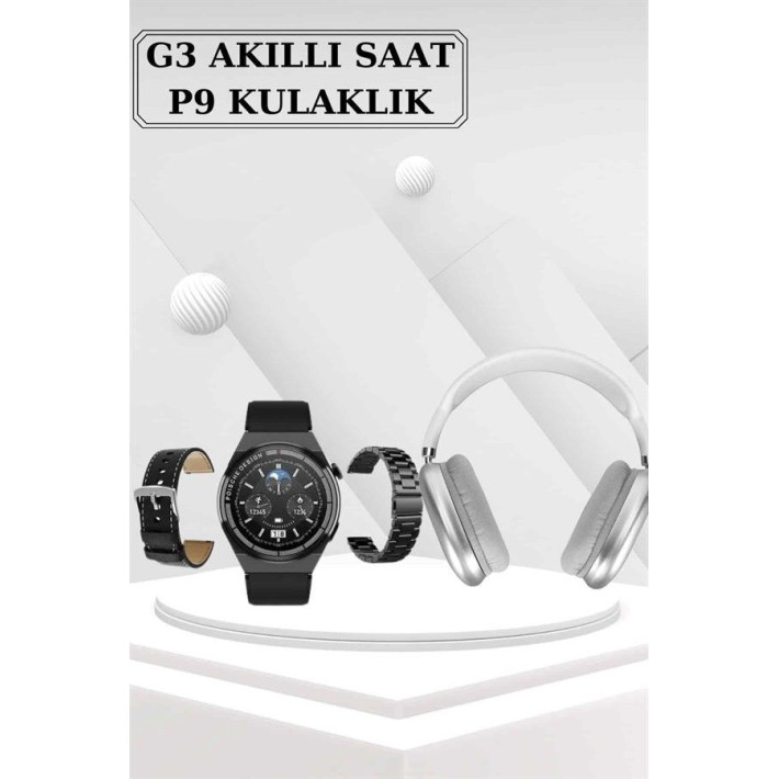 AMOLED Ekranlı Akıllı Saat – 3 Kordon Seçenekli Suya Dayanıklı Kalp At