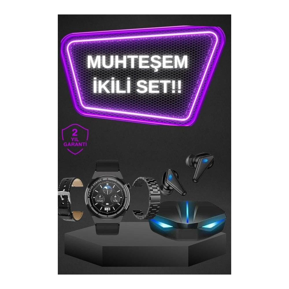 Kablosuz Bluetooth Bağlantılı Kulaklık ve Dokunmatik Ekran Akıllı Saat
