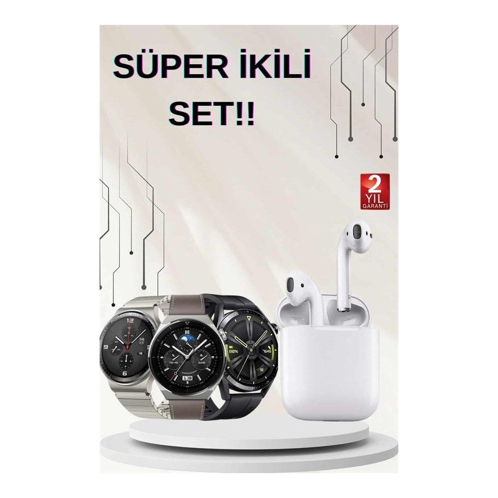 Akıllı Saat ve Kulaklık Seti Dokunmatik Ekran 5.0 Bluetooth Bağlantılı