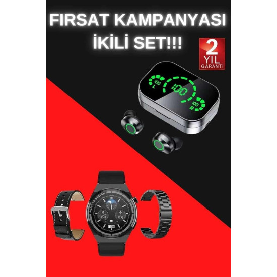 TWS Bluetooth Kulaklık ve Akıllı Saat Uyku Takibi Nabız Ölçer Uzun Pil