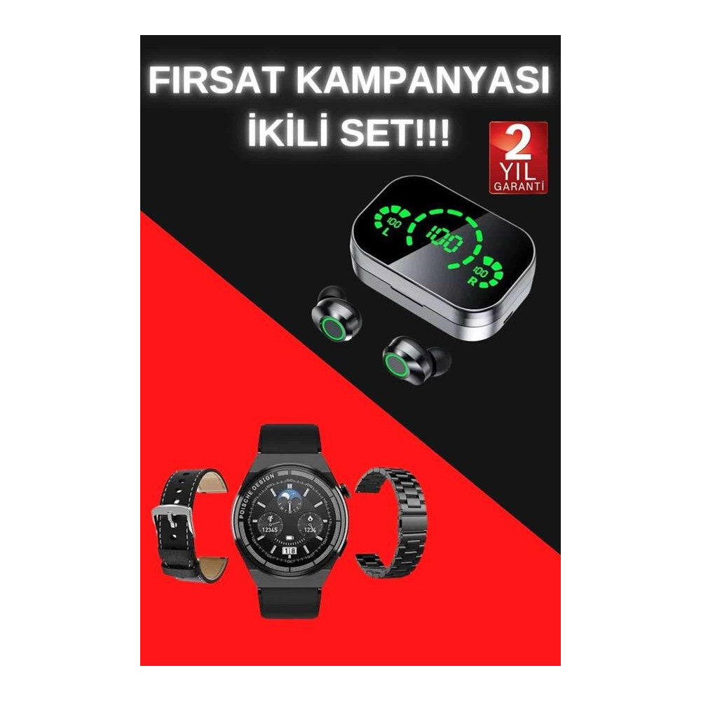 TWS Bluetooth Kulaklık ve Akıllı Saat Uyku Takibi Nabız Ölçer Uzun Pil