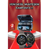 İkili Set Akıllı Saat Ve Bluetooth Kulaklık Kablosuz Uzun Pil Ömrü Spo