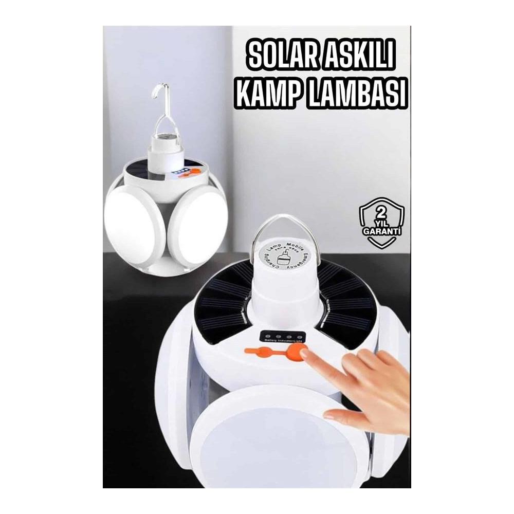 Katlanabilir Taşınabilir Kamp Lambası Işıldak Beyaz Işık Güneş Enerjil