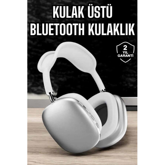 P9 Air Max Kablosuz 5.0 Mikrofonlu Bluetooth Kulaklık Beyaz Yüksek Ses