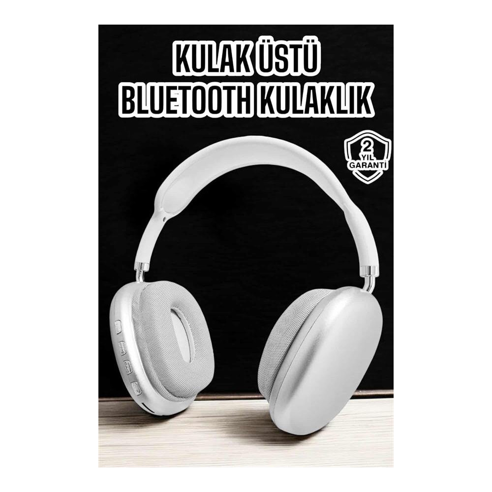 P9 Plus Kablosuz Kulak Üstü Bluetooth Kulaklık Beyaz Yüksek Ses Kalite
