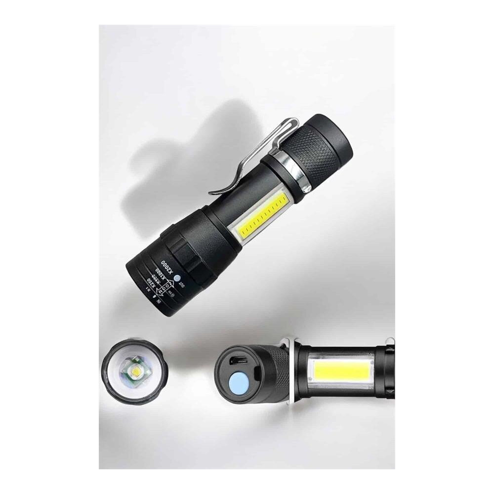 El Feneri Led USB Şarjlı Zoom Mini Led Işık Acil Durum Feneri