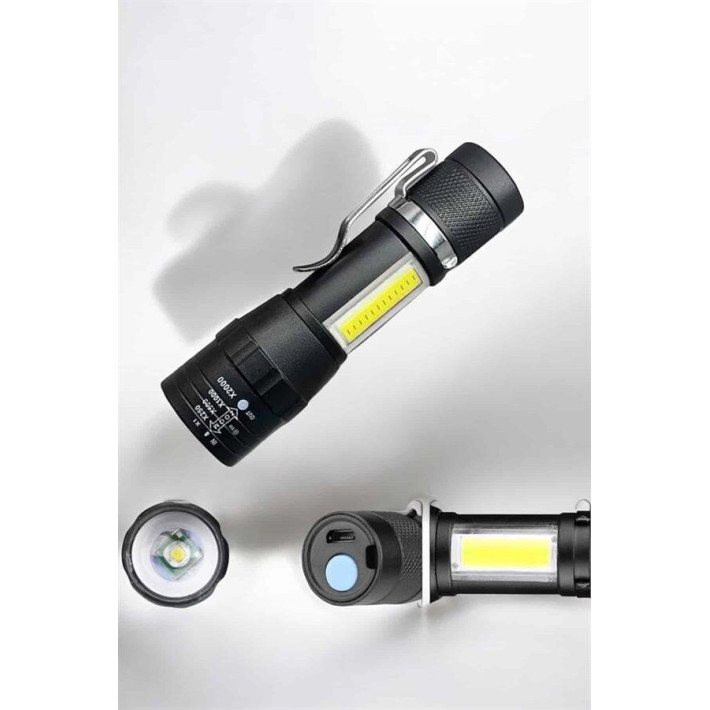 Şarjlı COB LED Anahtarlık Fener – 4 Modlu Manyetik ve Katlanabilir Sta