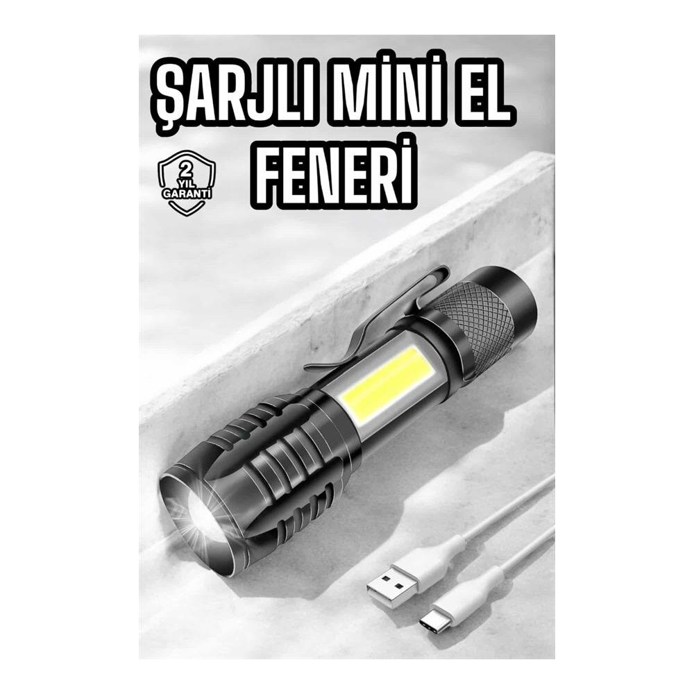 Şarjlı COB LED Anahtarlık Fener – 4 Modlu Manyetik ve Katlanabilir Sta