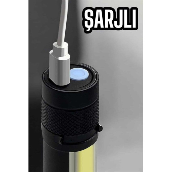 Şarjlı COB LED Anahtarlık Fener – 4 Modlu Manyetik ve Katlanabilir Sta