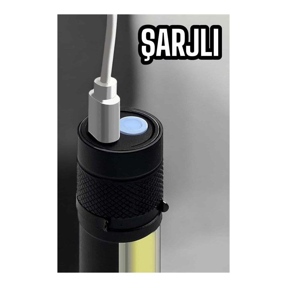 Şarjlı COB LED Anahtarlık Fener – 4 Modlu Manyetik ve Katlanabilir Sta