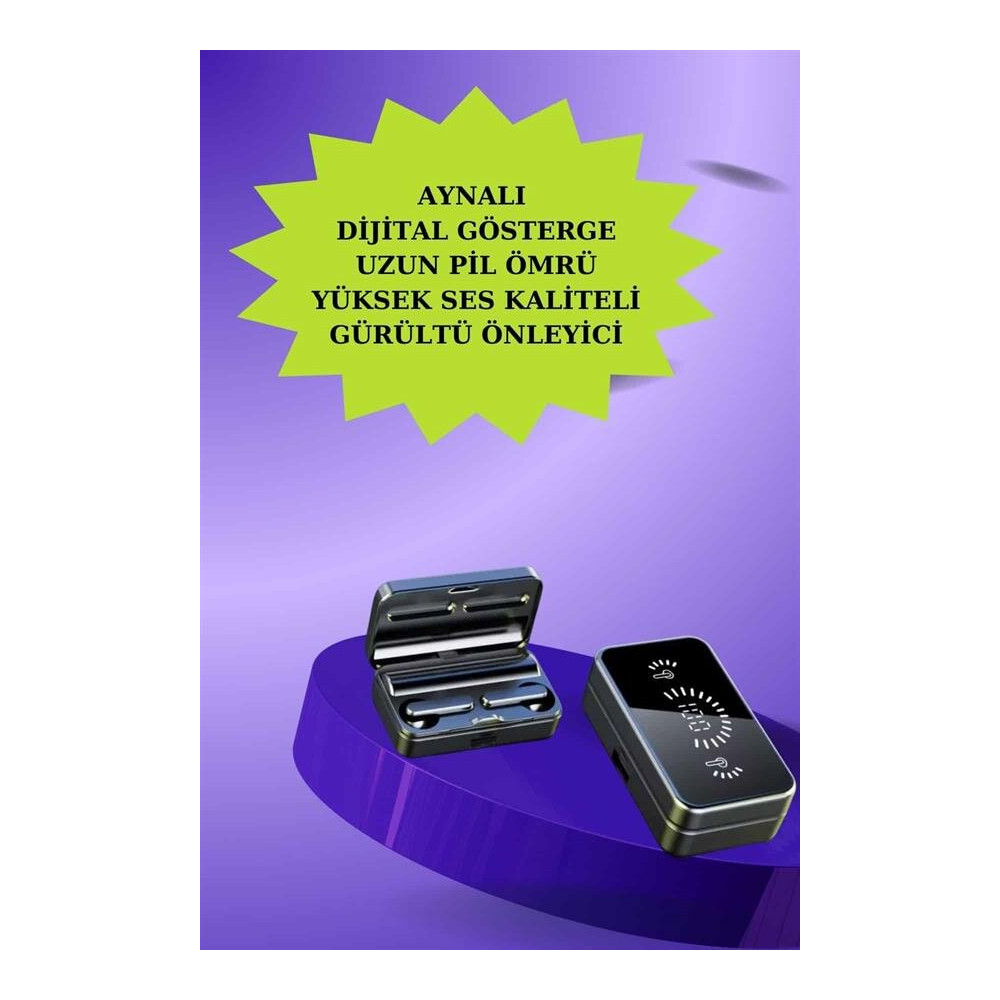 Powerbank Aynalı Bluetooth Kulaklık Ve Akıllı Saat Seti ANC Özelliği D
