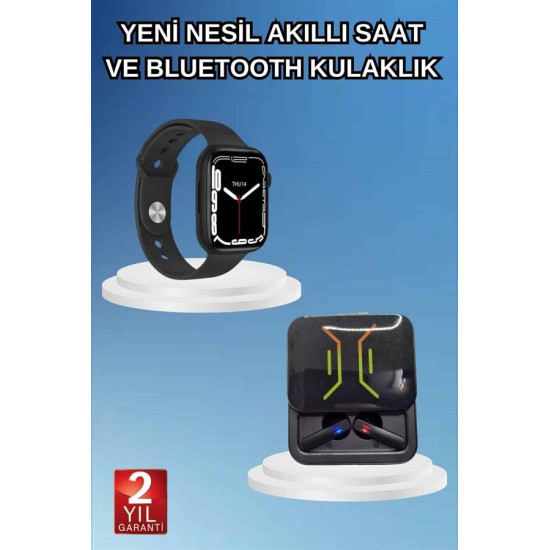 Bluetooth Bağlantılı Kablosuz Kulaklık ve Yeni Nesil Akıllı Saat 5.0 B